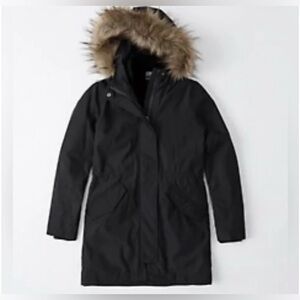 Abercrombie & Fitch Black Ski Jacket with Faux Fur Hood